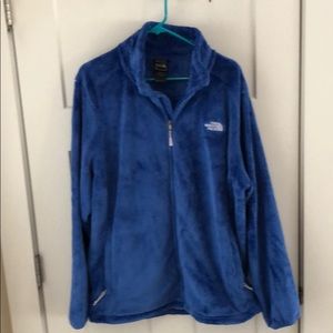 North Face blue fuzzy fleece coat NWOT